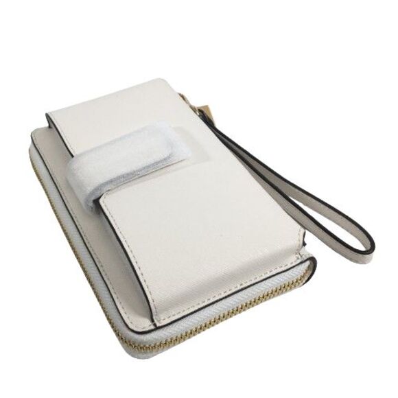 Michael Kors Phone Case Wristlet Wallet Jet Set Travel Leather Zip Optic White - Picture 3 of 16